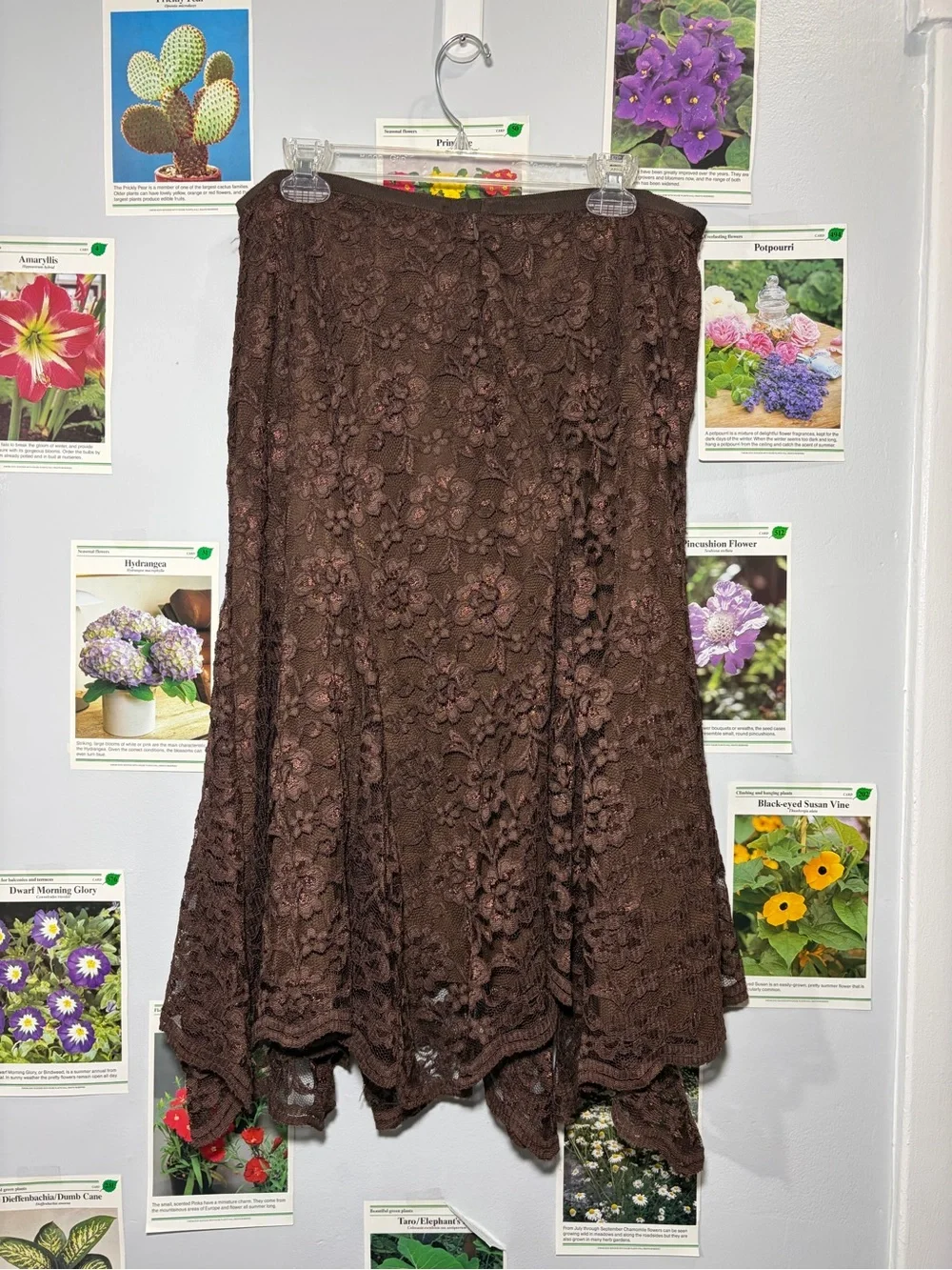 Liz Claiborne Brown Floral Lace Maxi Skirt